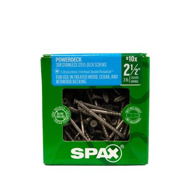 Image showing 6 th SPAX 10 x 2.5in. Exterior 304 Stainless Steel Wood Deck Screws Powerdeck Trim Head T?Star Plus, 250 pk.