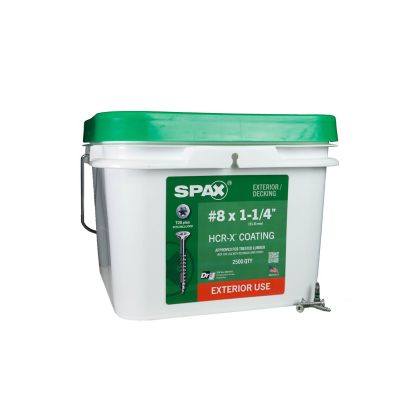 SPAX 8 x 1-1/4in. Exterior Wood Deck Screws Construction Flat Head T-Star Plus (2500 EA) Bulk Pail Includes 3 Bits