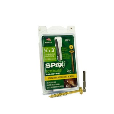 SPAX 1/4 x 3in. Interior Structural Wood Lag Screws Powerlags Washer Head T-Star (12 EA) Bit Included