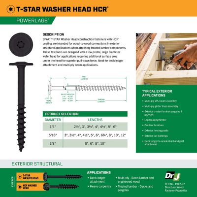 Image showing 2 th SPAX 1/4 x 3in. Exterior Structural Wood Lag Screws Powerlags Washer Head T-Star (12 EA) Bit Included