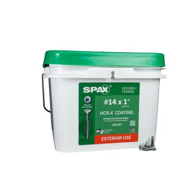 SPAX 14 x 1in. Exterior Wood Deck Screws Construction Flat Head T-Star Plus (1500 EA) Bulk Pail Includes 2 Bits