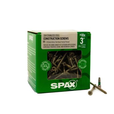 SPAX 10 x 3in. Exterior 304 Stainless Steel Wood Deck Screws Construction Flat Head T-Star Plus (205 EA) 3 LB Bit Included