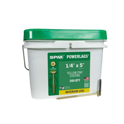 SPAX 1/4 x 5in. Interior Structural Wood Lag Screws Powerlags Washer Head T-Star (500 EA) Bulk Pail Includes 2 Bits