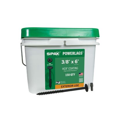 SPAX 3/8 x 6in. Exterior Structural Wood Lag Screws Powerlags Washer Head T-Star (150 EA) Bulk Pail Bit Included