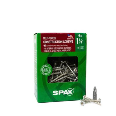 SPAX 8 x 1-1/4in. Interior Wood Metal Screws Cabinet Pan Head Phillips Square Unidrive (200 EA) Bit Included