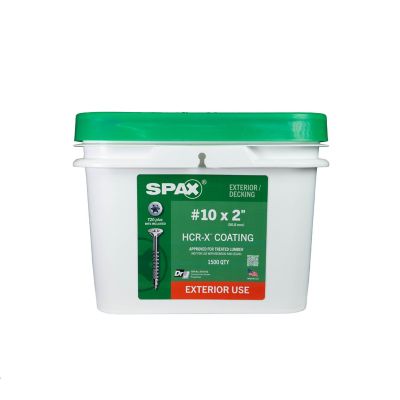 Image showing 6 th SPAX 10 x 2in. Exterior Wood Deck Screws Construction Flat Head T-Star Plus (1500 EA) Bulk Pail Includes 2 Bits