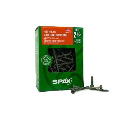SPAX 8 x 2-1/2in. Exterior Wood Deck Screws Construction Flat Head T-Star Plus (124 EA) Bit Included