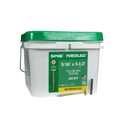 Image showing  5/16 x 3-1/2in. Interior Structural Wood Lag Screws Powerlags Washer Head T-Star (250 EA) Bulk Pail Bit Included
