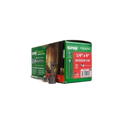 SPAX 1/4 x 4in. Interior Structural Wood Lag Screws Powerlags Hex Head Hex (50 EA) Bit Included