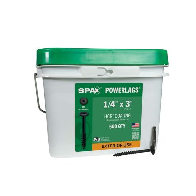 SPAX 1/4 x 3in. Exterior Structural Wood Lag Screws Powerlags Washer Head T-Star (500 EA) Bulk Pail Includes 2 Bits