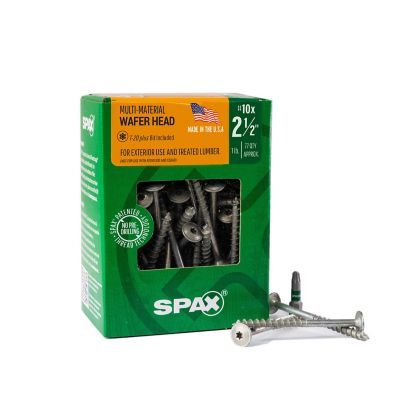 SPAX 10 x 2-1/2in. Exterior Wood Deck Screws Construction Wafer Head T-Star Plus (77 EA) Bit Included