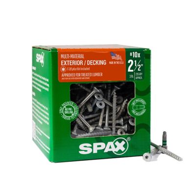 SPAX 10 x 2-1/2in. Exterior Wood Deck Screws Construction Flat Head T-Star Plus (235 EA) 3 LB Bit Included