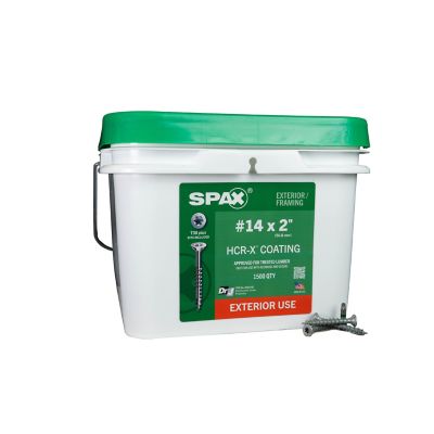 SPAX 14 x 2in. Exterior Wood Deck Screws Construction Flat Head T-Star Plus (1500 EA) Bulk Pail Includes 2 Bits