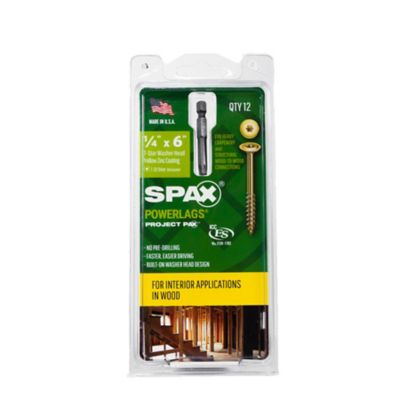 Image showing 7 th SPAX 1/4 x 6in. Interior Structural Wood Lag Screws Powerlags Washer Head T-Star (12 EA) Bit Included
