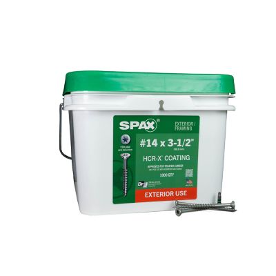SPAX 14 x 3-1/2in. Exterior Wood Deck Screws Construction Flat Head T-Star Plus (1000 EA) Bulk Pail Includes 2 Bits