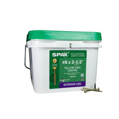 SPAX 8 x 2-1/2in. Interior Cabinet Wood Screws Construction Wafer Head T-Star Plus (1500 EA) Bulk Pail Includes 2 Bits