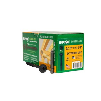 SPAX 5/16 x 4.5in. Exterior Structural Wood Lag Screws Powerlags Washer Head T?Star, 50 pk.