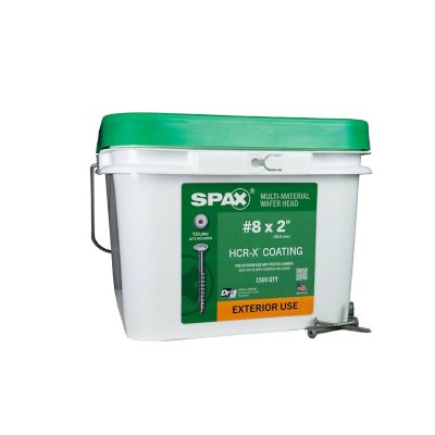 SPAX 8 x 2in. Exterior Wood Deck Screws Construction Wafer Head T-Star Plus (1500 EA) Bulk Pail Includes 2 Bits