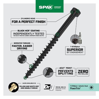 Image showing  8 x 1-1/4in. Exterior / Interior Finish Partial Thread Powertrim Trim Head T-Star Plus (100 EA) Bit Included