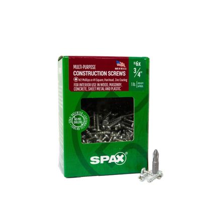 SPAX 6 x 3/4in. Interior Wood Metal Screws Cabinet Pan Head Phillips Square Unidrive (400 EA) Bit Included