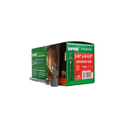 Image showing 0 th SPAX 1/4 x 4-1/2in. Interior Structural Wood Lag Screws Powerlags Hex Head Hex (50 EA) Bit Included