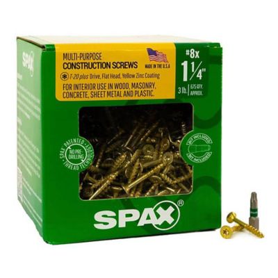 SPAX 8 x 1-1/4in. Interior Wood Screws Construction Flat Head T-Star Plus (675 EA) 3 LB Bit Included