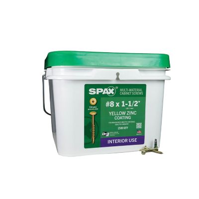 SPAX 8 x 1-1/2in. Interior Cabinet Wood Screws Construction Wafer Head T-Star Plus (2500 EA) Bulk Pail Includes 4 Bits