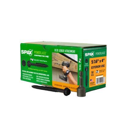 SPAX 5/16 x 4in. Exterior Structural Wood Lag Screws Powerlags Hex Head Hex (50 EA) Bit Included