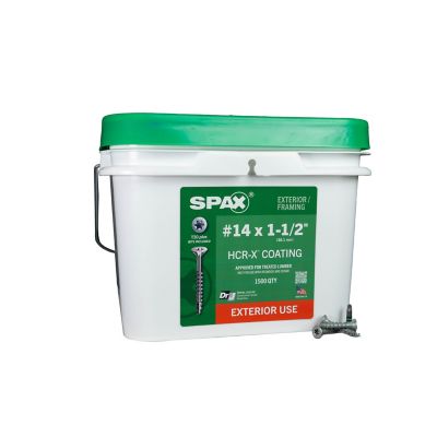 SPAX 14 x 1-1/2in. Exterior Wood Deck Screws Construction Flat Head T-Star Plus (1500 EA) Bulk Pail Includes 2 Bits