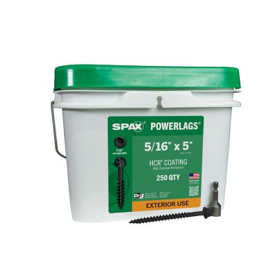SPAX 5/16 x 5in. Exterior Structural Wood Lag Screws Powerlags Hex Head Hex (250 EA) Bulk Pail Bit Included