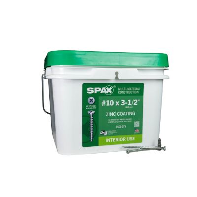 SPAX 10 x 3-1/2in. Interior Wood Screws Construction Flat Head Phillips Square Unidrive (1500 EA) Bulk Pail Includes 2 Bits