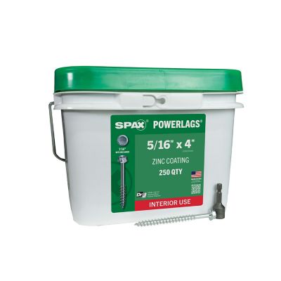 SPAX 5/16 x 4in. Interior Structural Wood Lag Screws Powerlags Hex Head Hex (250 EA) Bulk Pail Bit Included