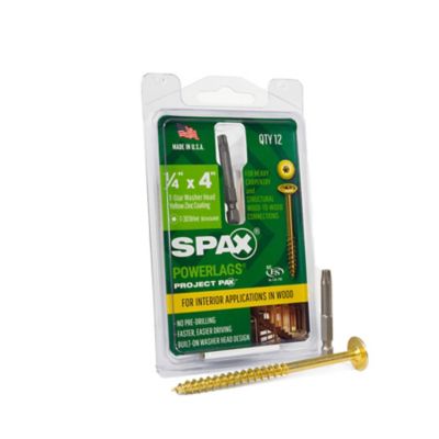 SPAX 1/4 x 4in. Interior Structural Wood Lag Screws Powerlags Washer Head T-Star (12 EA) Bit Included