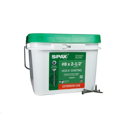 SPAX 8 x 2-1/2in. Exterior Wood Deck Screws Construction Flat Head T-Star Plus (1500 EA) Bulk Pail Includes 2 Bits