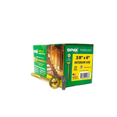SPAX 3/8 x 6in. Interior Structural Wood Lag Screws Powerlags Washer Head T-Star (25 EA) Bit Included