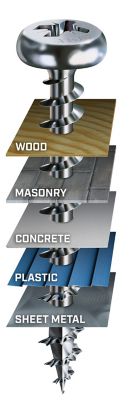 Image showing 5 th SPAX 10 x 1in. Interior Wood Metal Screws Cabinet Pan Head Phillips Square Unidrive (135 EA) Bit Included