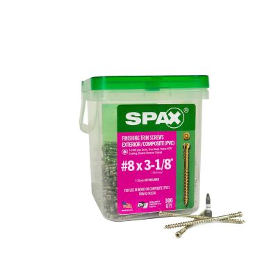 SPAX 8 x 3-1/8in. Exterior / Interior Wood Composite Double Thread Screws Powertrim Trim Head (300 EA) Pail Bit Included