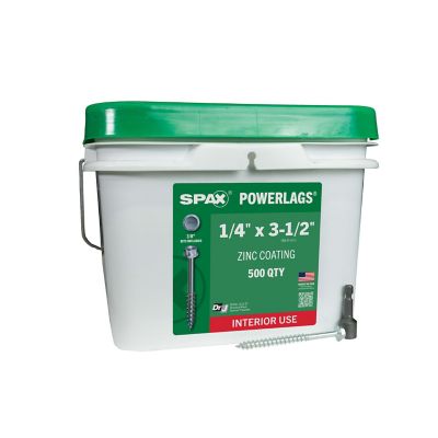 SPAX 1/4 x 3-1/2in. Interior Structural Wood Lag Screws Powerlags Hex Head Hex (500 EA) Bulk Pail Includes 2 Bits