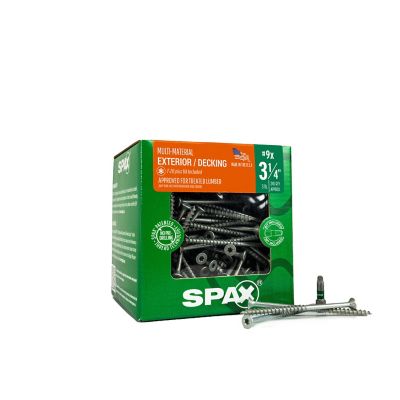 SPAX 9 x 3-1/4in. Exterior Wood Deck Screws Construction Flat Head T-Star Plus (245 EA) 3 LB Bit Included