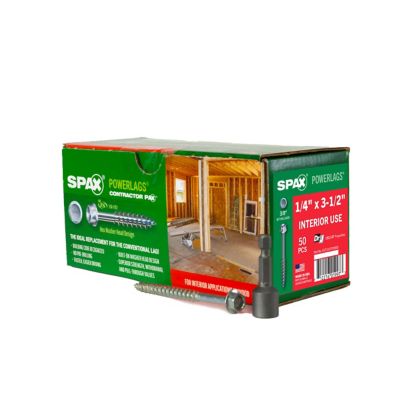 SPAX 1/4 x 3-1/2in. Interior Structural Wood Lag Screws Powerlags Hex Head Hex (50 EA) Bit Included