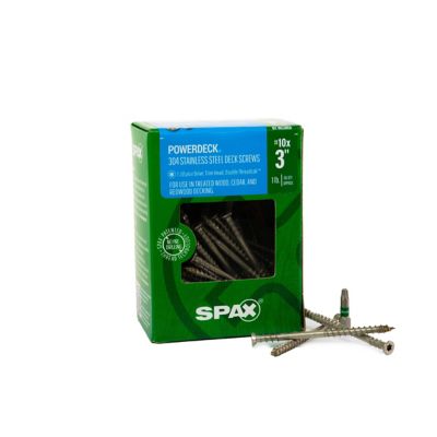 SPAX 10 x 3in. Exterior 304 Stainless Steel Wood Deck Screws Powerdeck Trim Head T?Star Plus, 66 pk.