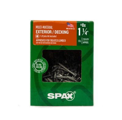Image showing 6 th SPAX 8 x 1-1/4in. Exterior Wood Deck Screws Construction Flat Head T-Star Plus (230 EA) Bit Included