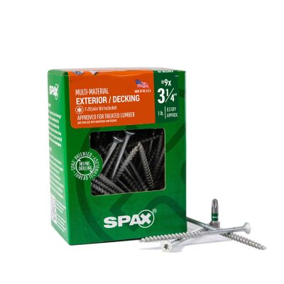 Image showing 0 th SPAX 9 x 3-1/4in. Exterior Wood Deck Screws Construction Flat Head T-Star Plus (83 EA) Bit Included