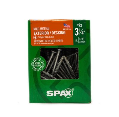 Image showing 6 th SPAX 9 x 3-1/4in. Exterior Wood Deck Screws Construction Flat Head T-Star Plus (83 EA) Bit Included