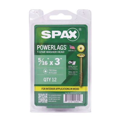Image showing 7 th SPAX 5/16 x 3in. Interior Structural Wood Lag Screws Powerlags Washer Head T-Star (12 EA) Bit Included