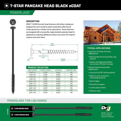 Image showing 2 th SPAX 5/16 x 4in. Interior Structural Wood Lag Screws Powerlags Pancake Head T-Star (250 EA) Bulk Pail Bit Included