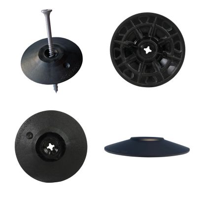 Image showing 4 th TruFast 2 in. Thermal-Grip Flat Washer, 250 pk., Black Plastic Insulation and Building Wrap Fastener Solution