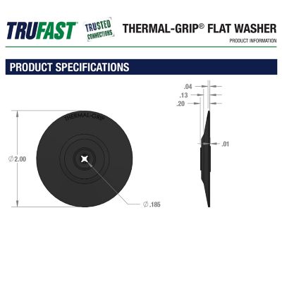 Image showing 9 th TruFast 2 in. Thermal-Grip Flat Washer, 250 pk., Black Plastic Insulation and Building Wrap Fastener Solution