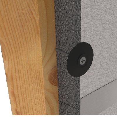 Image showing 15 th TruFast 2 in. Thermal-Grip Flat Washer, 250 pk., Black Plastic Insulation and Building Wrap Fastener Solution