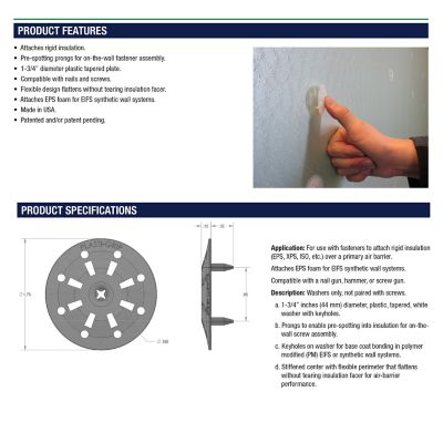 Image showing 4 th SPAX 1.75 in. Plasti-Grip Ci Prong Rigid Insulation Washer Plasti-Grip, 400 pk., Bulk Pail